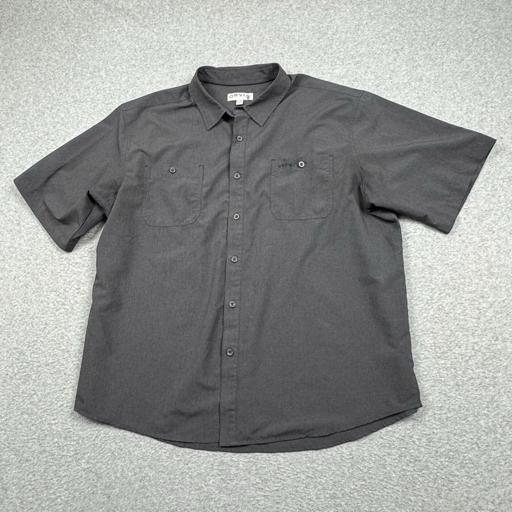 Orvis Tech Work Shirt Mens XXL Gray Workwear Outdoor Fishing Hiking 1494392